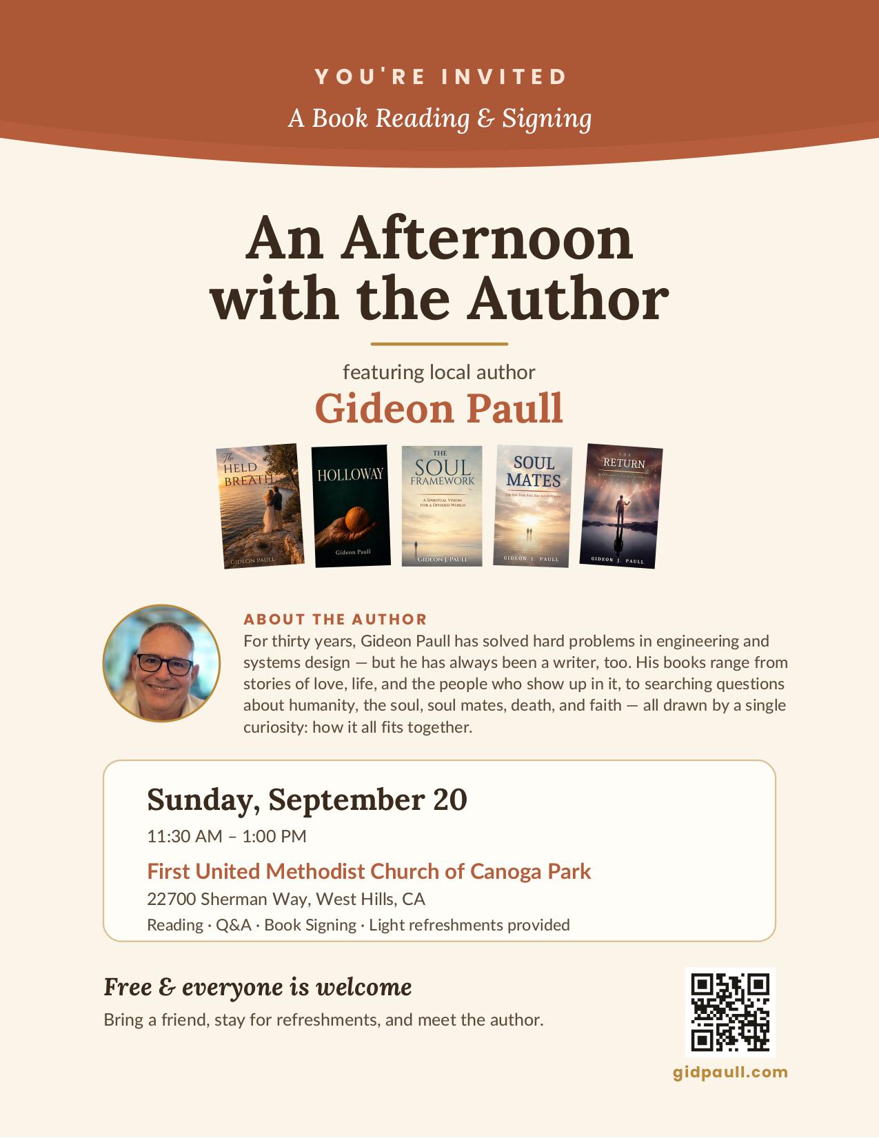 An Afternoon with the Author — event flyer